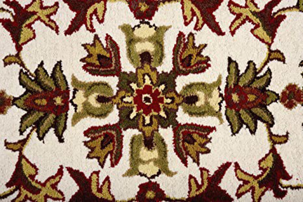 Bunkar Carpets Runner Rug for Bedroom | Living Room | Sofa Floor - Handmade Pure Wool - 2.5 FT x 8 FT - Ivory Cream - Floral Design