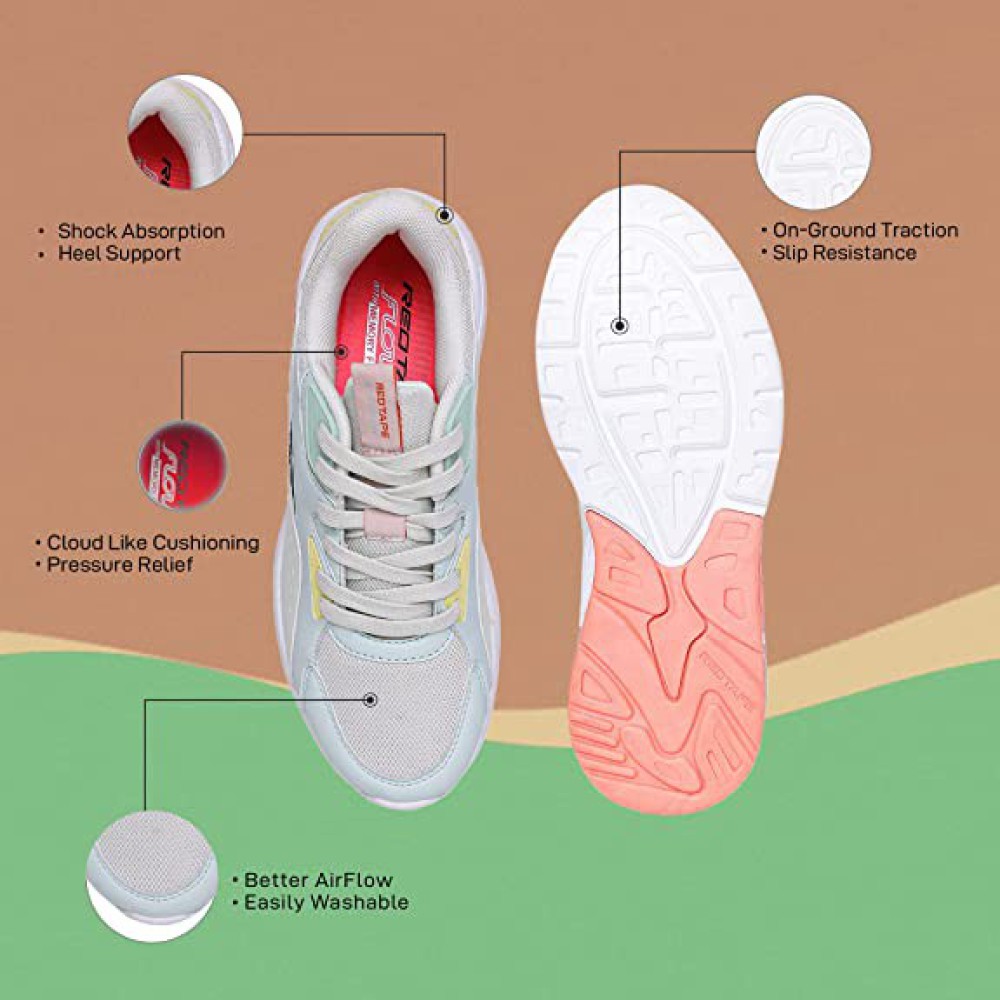 Red Tape Walking Sports Shoes for Women | Soft Cushioned Insole, Slip-Resistance, Dynamic Feet Support, Arch Support & Shock Absorption