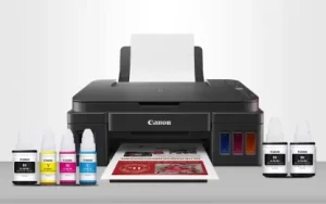 Canon G3012 Multi-function WiFi Color Inkjet Printer (Color Page Cost: 0.21 Rs. | Black Page Cost: 0.09 Rs. | Borderless Printing)  (Black, Ink Tank, 2 Ink Bottles Included)